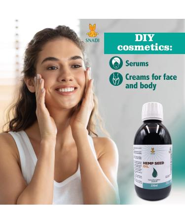 250 ml - Organic Hemp Vegetable Oil - 100% pure cold pressed virgin certified organic vegan and non-GMO. Snadi - Buy Online on GoSupps.com