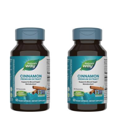 Nature's Way Premium Extract Cinnamon Standardized to 8% Flavonoids 60 Vcaps (Pack of 2)