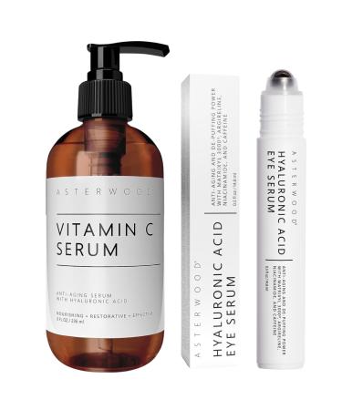 Asterwood Vitamin C Serum 8 oz + Hyaluronic Acid Eye Serum