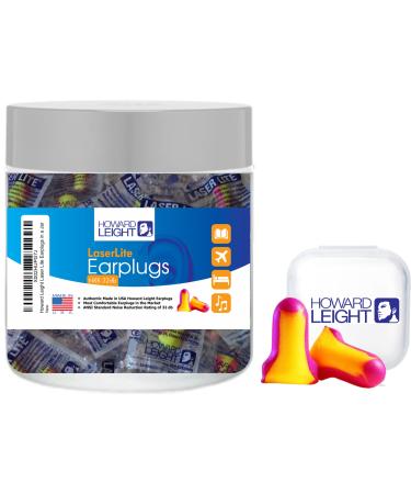 Howard Leight Laser Lite Individually Wrapped Foam Ear Plugs for Noise Reduction Sleeping 25 Pair (50 Count) in a jar