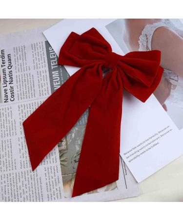 Inilbran Vintage Red Velvet Bow Hair Clips - Long Tail Satin Barrettes for Women - Buy Online on GoSupps.com