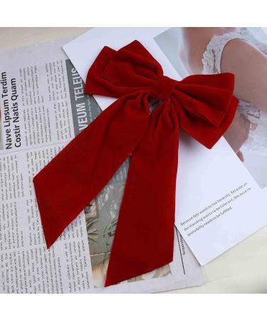 Aneneiceera Suede Bow Hair Clip Red Bowknot Velvet Hair Barrette Clip Fench Satin Head Clip Winter Thick Hair Clip Long Bow Tail Headpieces Decorative Hair Accessories for Women and Girls (Red) - Buy Online on GoSupps.com