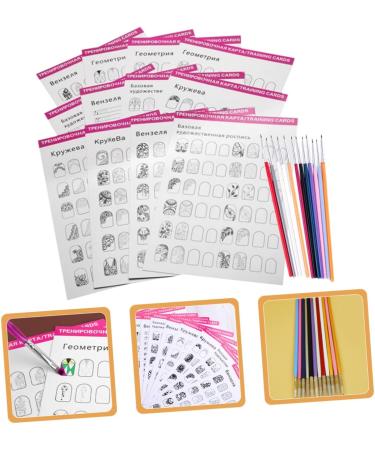 1 Set manicure exercise book nail art nail art drawing stencil nail art manicure tool nail kits nail art practice templates for beginner painted wooden eyeliner brush - Buy Online on GoSupps.com