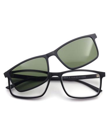 Corpootto Unisex Clip-On Reading Glasses Black-Green Lenses M