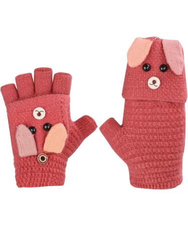 Kids Puppy Flip Top Half Finger Gloves for 3-8 Yrs - Puppy/Red - Buy Online on GoSupps.com