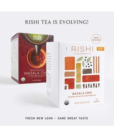 Rishi Tea Masala Chai Herbal Tea - Organic, Immune Support, Caffeinated Black Tea (Pack of 6, 15 Sachets) - Buy Online on GoSupps.com