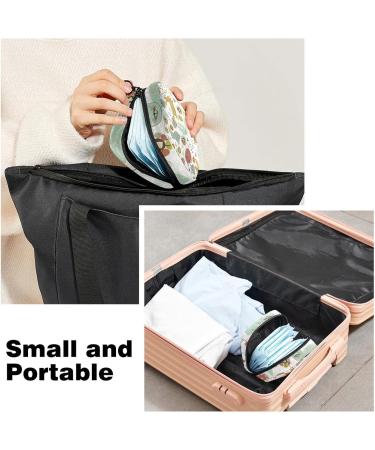 Stylish Menstruation Pad Bag with Zipper - Women's Tampon & Napkin Collection Bag (Cats Rabbits Birds Flowers Patterns) - Color 3 - Buy Online on GoSupps.com