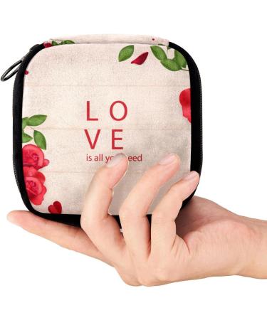 Period Bag Sanitary Napkin Storage - Love Word and Roses Color3105 | GIAPB Makeup Pouch - Buy Online on GoSupps.com