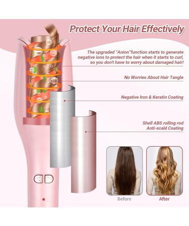 Shop Automatic Hair Curler - Ceramic Curling Iron with 17 Temp Settings & 3 Timers | Anti-Tangle & Scald Protection (Pink - Buy Online on GoSupps.com