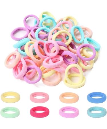 200 Pcs Baby Hair Bands Cotton Girls Hair Ties Mini Seamless Hair Bobbles Candy Color Ponytail Holders for Baby Girls Kids Toddlers(3 CM in Diameter) Multicolor