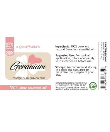 Geranium Essential Oil 4 fl oz (118 ml) Glass Bottle w/Cap 100% Pure GreenHealth - Buy Online on GoSupps.com