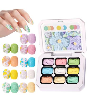 Gel Art Nails - Gel - 9 Colour Palette for Sculpting Drawing Modeling Decoration and Manicure