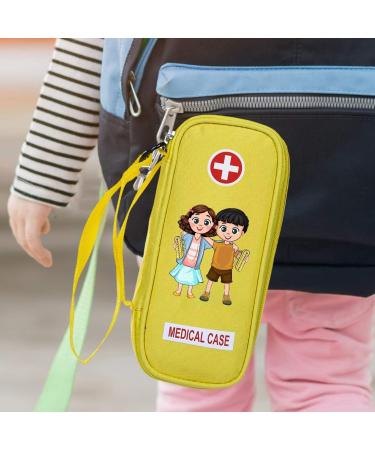 Kid's Yellow Insulated EpiPen Carrying Case - Fits 2 EpiPens, Auvi-Q, Inhaler, Eye Drops - Portable Bag with Zipper for Allergy Medicine - Buy Online on GoSupps.com