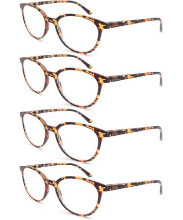 Set of 4 Round Reading Glasses for Men & Women - Stylish Comfortable High Quality - +2.25 - Leopard Print - Buy Online on GoSupps.com