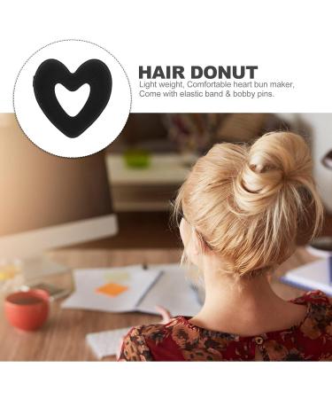 Minkissy Heart Shaped Bun Maker for Short Thin Hair - Black | Mini Doughnut Shaper for Women and Girls - Buy Online on GoSupps.com