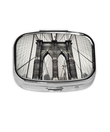 Brooklyn Bridge Printed Square Pill Box Portable Travelling Pill Box Medicine Organiser