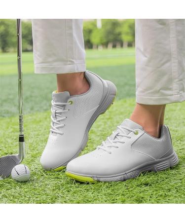 Men's Waterproof Spikeless Golf Shoes | Outdoor Sport Trainers | Size 13 14 7 | White Grey-Spikes - Buy Online on GoSupps.com