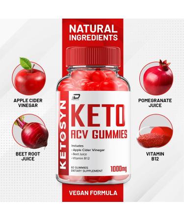 Ketosyn ACV Gummies - Advanced Formula | Fast Acting Extra Strength B12 | 3 Pack (180 Gummies) - Reviews & Benefits - Buy Online on GoSupps.com