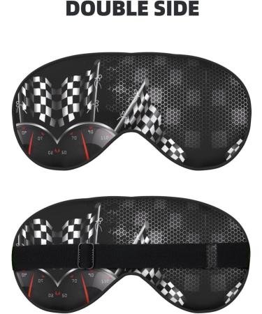Checkered Flag Racing Eye Mask - Soft & Adjustable | Unisex Black Sleep Mask for Ultimate Comfort - Buy Online on GoSupps.com