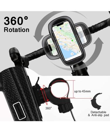 Waterproof 360 Rotatable Mobile Phone Holder for Bicycles - Gray Bracket with Rain Hood for 7 Smartphones & GPS - Buy Online on GoSupps.com