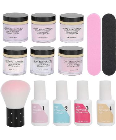 Dip Powder Nail Starter Kit Nail Dipping Powder Set Nail Dip Powder System Starter Kit Nail Art Powder Top Base Coat Gel Dust Brush Manicure Tool Set for Nail Salon Home DIY Gift for Ladies(K1214) - Buy Online on GoSupps.com