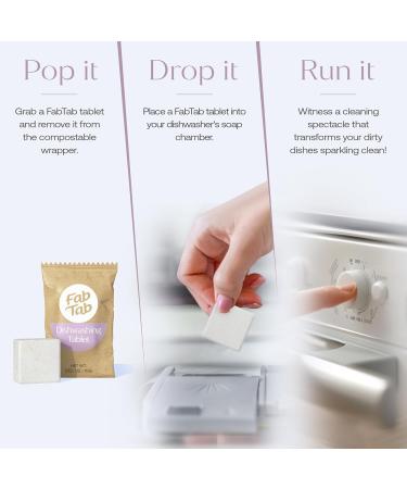 Fabtab Dishwasher Detergent Tablets | Plant-Based Scentless Residue-Free | 30 Count | Eco-Friendly Stain Removal for Fresh Dishes - Buy Online on GoSupps.com