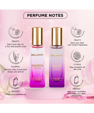 Be'llaVita Luxury Date & Senorita Eau De Parfum For Woman Perfume Combo with Jasmine Vanilla & Musk | EDP Fragrance Scent Gift Set Pack of 2 20 ml - Buy Online on GoSupps.com