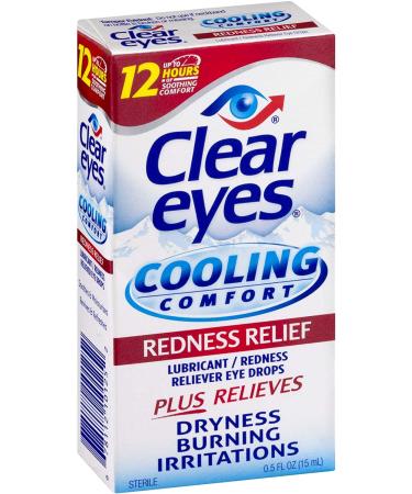Clear Eyes Cooling Comfort Eye Drops - Relieves Redness Dryness & Irritation - 0.5 oz Pack of 2 | International Shipping Available - Buy Online on GoSupps.com
