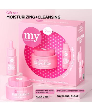 7Days Skincare Set with Clay Face Mask and Face Serum with Squalane - Korean Skincare Gift Set for Women and Teenagers - Preppy Skincare Pamper Set FALL IN LOVE WITH YOUR SKIN - Buy Online on GoSupps.com