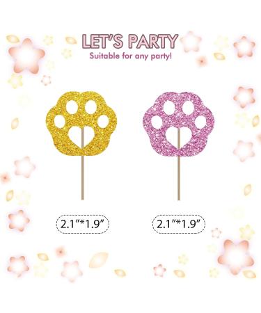 Set of 24 Paw Cupcake Toppers for Pet Theme Birthday Pink & Gold Glitter Puppy Kitten Paw Sign Cupcake Toppers Cake Decorations for Baby Shower/Dog Cat Birthday Party Supplies gold&pink - Buy Online on GoSupps.com