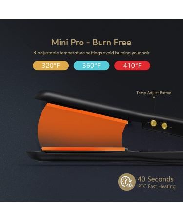 Terviiix Mini Flat Iron for Short Hair - Temperature Adjustable 12 Inch Travel Hair Straightener - Portable Ceramic Hair Straightener for Men - Black - Buy Online on GoSupps.com