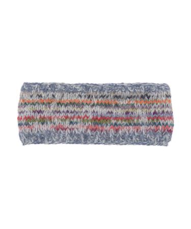 Pachamama Women Wool/Mohair Ear Warmer Headband Fleece Lined Handknitted Striped Multicoloured One-Size Handmade Fair Trade