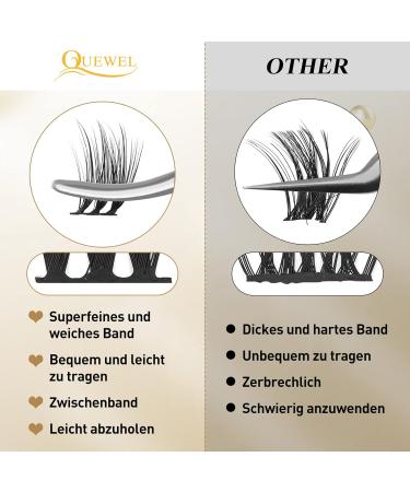 Cluster Lashes QueWel - 72 Pcs DIY D Curl Eyelash Extensions Soft Individual 8-16mm Mix for Home Makeup | Qu06-D-Mix - Buy Online on GoSupps.com