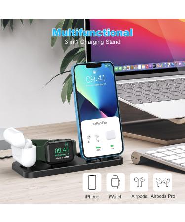GLANA 3-in-1 Portable Charging Station for Apple Devices - Foldable Charger Stand for iWatch and iPhone AirPods Pro - Black - Buy Online on GoSupps.com
