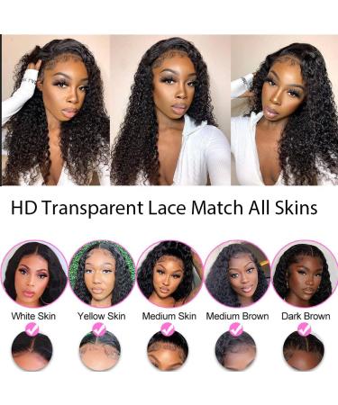 22 Inch Curly Lace Front Wig Human Hair 13x4 Pre Plucked with Baby Hair - 180 Density Brazilian Deep Curly Transparent Lace Frontal Wig for Black Women - Buy Online on GoSupps.com