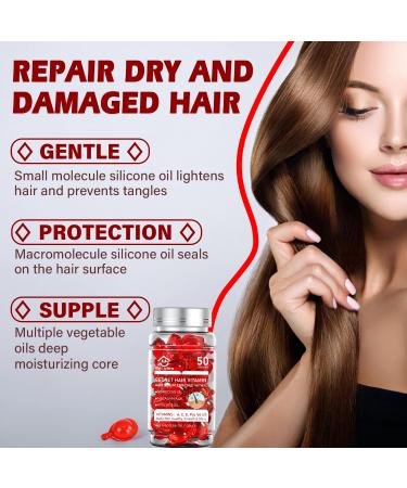 Hair Vitamin Serum Oil Capsules - 50pcs | Nourishing Treatment with A C E Pro B5 Moroccan & Avocado Oils | Repair Dry Damaged Hair for Men & Women - Buy Online on GoSupps.com