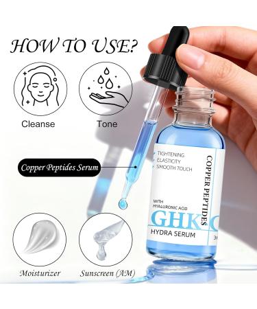GHK-Cu Copper Peptide Facial Serum Moisture-Balancing Formula with Hyaluronic Acid Lightweight Daily Hydration 1 fl oz - Buy Online on GoSupps.com