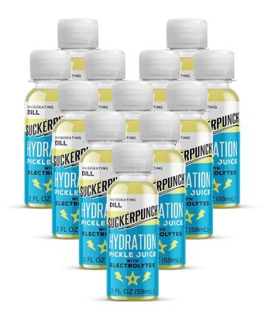 SuckerPunch Portable Hydration Pickle Shot 2oz, 12-count - Dill Juice Electrolyte Drink with Calcium, Magnesium, Potassium - Non-GMO - Buy Online on GoSupps.com