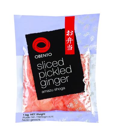 Obento Sliced Pickled Ginger Pink (Pickled Ginger Pink in Slices) 1 kg 1 kg (1 pack) Sliced Pickled Ginger Pink