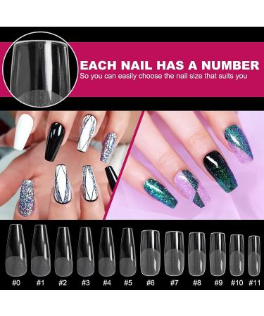 AORAEM 240pcs Acrylic False Nail Tips - Square & Coffin Shapes for DIY Nail Salon - Buy Online on GoSupps.com