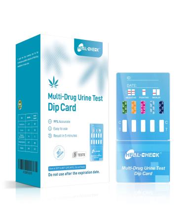 Multi-Drug Urine Test Screen Dip Card 5 Panel at Home Instant Drug Tests Kit-5 Pack