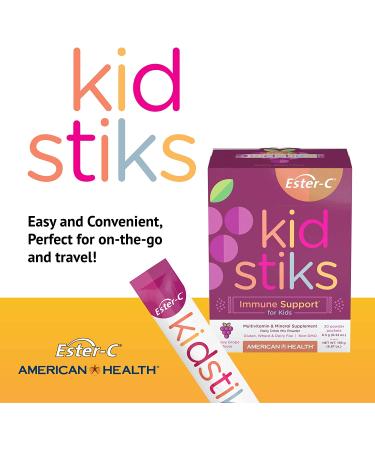 Ester-Cآ® 250 mg Kidstiks - Groovy Grape Flavor, 30 Powder Sticks (6.5g each) - Buy Online on GoSupps.com