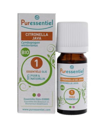 Puressentiel Organic Java Citronella Essential Oil - For Use In Essential Oil Diffusers - Fresh Lemony Peppery Fragrance - Soothes Sore Throat - Relieves Itching Due To Mosquito Bites - 0.34 Oz 0.3 Ounce Clove Tree