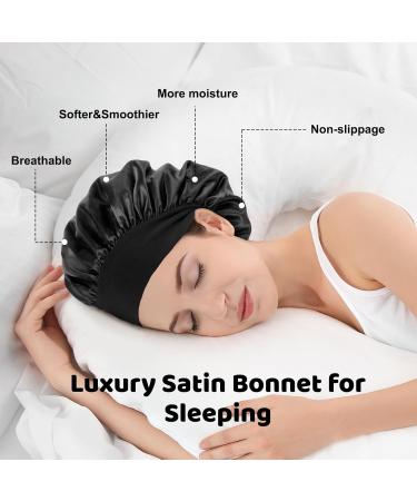 Romon Satin Hair Hood - 2 Pack Adjustable Silk Sleeping Caps & Bonnet for Women & Girls | Soft Padding Night Sleep Hats - Buy Online on GoSupps.com