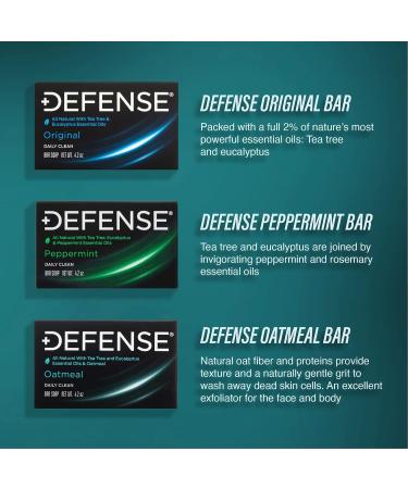Defense Soap 12pk Oatmeal Bar Soap for Men - All Natural with Tea Tree & Eucalyptus Oil for Healthy Skin | International Shipping Available - Buy Online on GoSupps.com