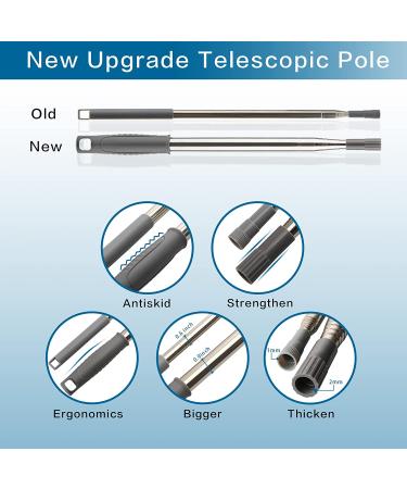 FUUNSOO Microfiber Duster with Extension Pole - 30-100 Inches | Retractable Gap Dust Brush Cleaner for High Ceiling Fans, Cobwebs, Blinds, and Furniture - Gray - Buy Online on GoSupps.com