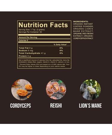 PureShrooms Mushroom Instant Coffee - Nootropic Adaptogen Blend with Lion's Mane, Reishi & Cordyceps - Natural Energy Boost with No Jitters - Sugar-Free & Preservative-Free - Buy Online on GoSupps.com
