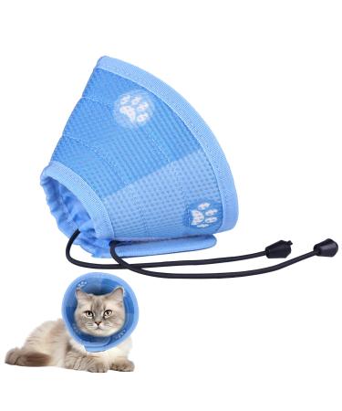 Cat Cone Collar Soft Adjustable Cat Recovery Collar Soft Collar Cone Protective Elizabethan Collar After Surgery and Injuries for for Small Pets Cats Kittens (Blue S)