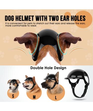 SlowTon Small Dog Helmet & Goggles Set - UV Protection Dog Sunglasses & Motorcycle Helmet for Safety Riding, Adjustable Belt & Ear Holes - Black - Buy Online on GoSupps.com