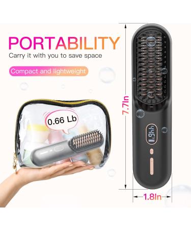 iTayga Cordless Hair Straightener Brush - Portable 2-in-1 Wireless Hair Comb for Women 10000mAh USB Rechargeable - Ideal for Travel Black - Buy Online on GoSupps.com